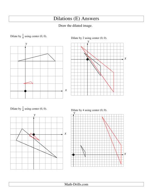 The Dilations Using Center (0, 0) (E) Math Worksheet Page 2