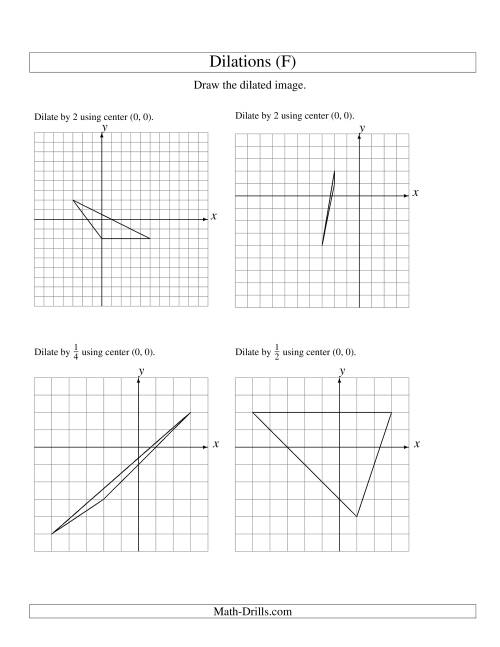The Dilations Using Center (0, 0) (F) Math Worksheet
