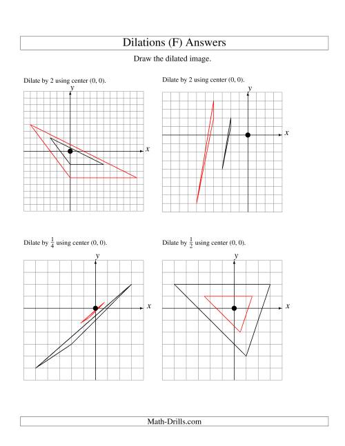 The Dilations Using Center (0, 0) (F) Math Worksheet Page 2