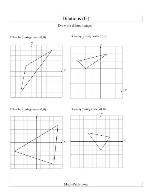The Dilations Using Center (0, 0) (G) Math Worksheet