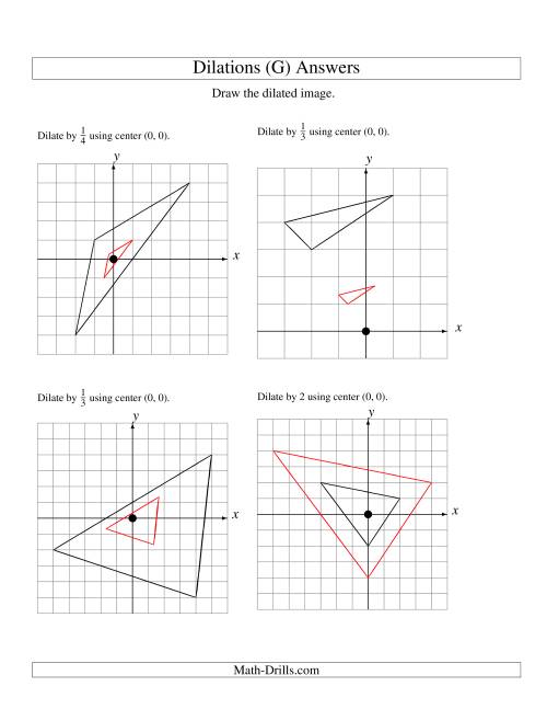 The Dilations Using Center (0, 0) (G) Math Worksheet Page 2