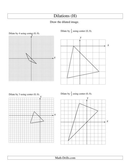 The Dilations Using Center (0, 0) (H) Math Worksheet