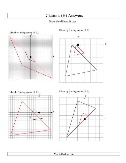 The Dilations Using Center (0, 0) (H) Math Worksheet Page 2