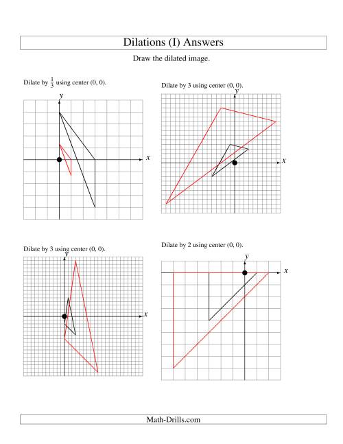 The Dilations Using Center (0, 0) (I) Math Worksheet Page 2