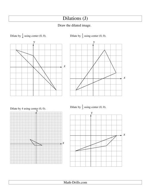 The Dilations Using Center (0, 0) (J) Math Worksheet