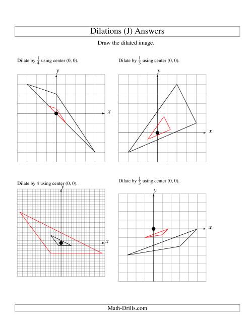 The Dilations Using Center (0, 0) (J) Math Worksheet Page 2