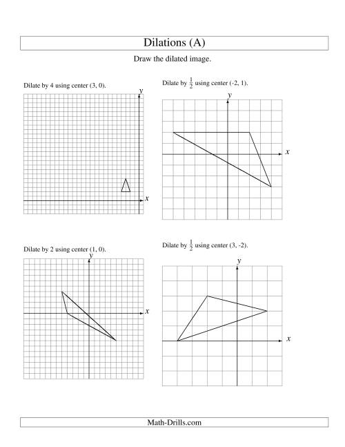 The Dilations Using Various Centers (A) Math Worksheet