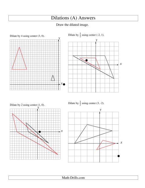 The Dilations Using Various Centers (A) Math Worksheet Page 2