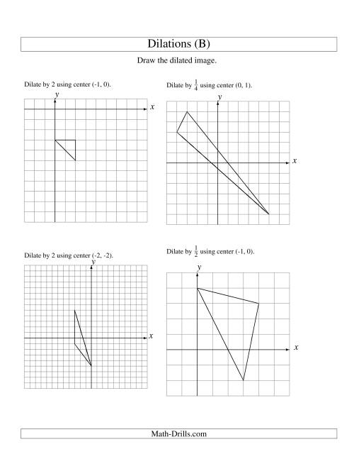 The Dilations Using Various Centers (B) Math Worksheet