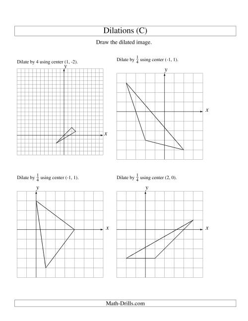 The Dilations Using Various Centers (C) Math Worksheet