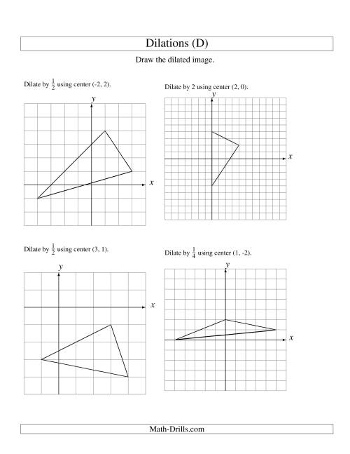 The Dilations Using Various Centers (D) Math Worksheet