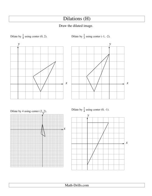 The Dilations Using Various Centers (H) Math Worksheet