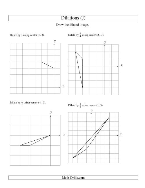 The Dilations Using Various Centers (J) Math Worksheet