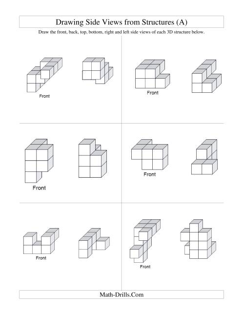 The Building Connecting Cube Structures from Side Views (A) Math Worksheet Page 2