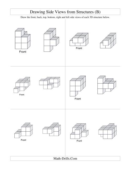The Building Connecting Cube Structures from Side Views (B) Math Worksheet Page 2