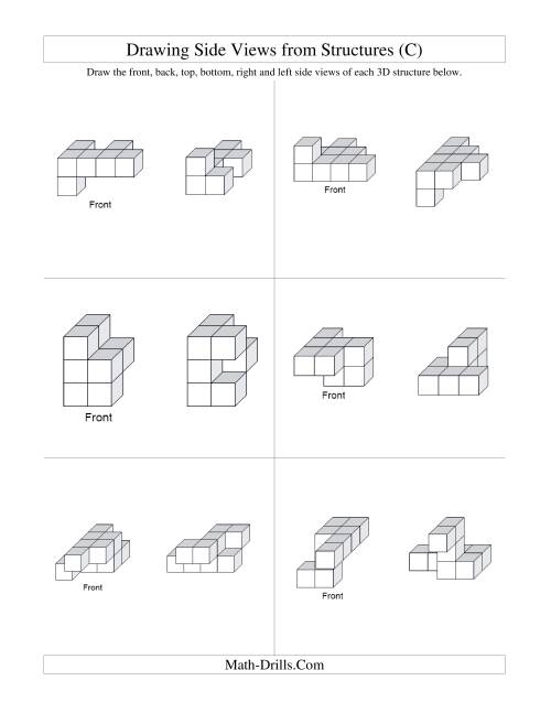 The Building Connecting Cube Structures from Side Views (C) Math Worksheet Page 2