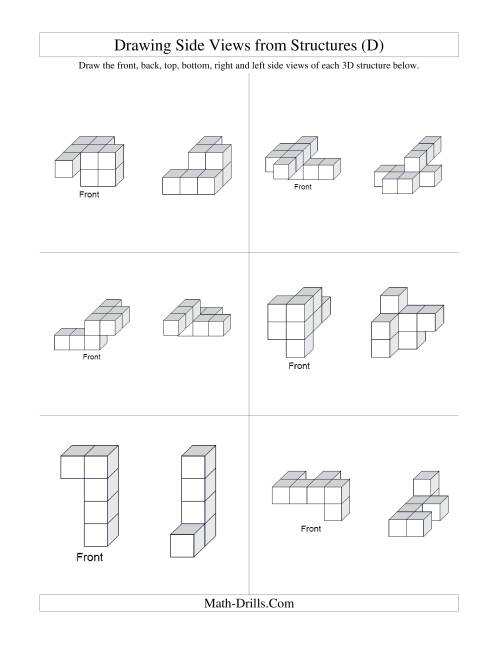 The Building Connecting Cube Structures from Side Views (D) Math Worksheet Page 2
