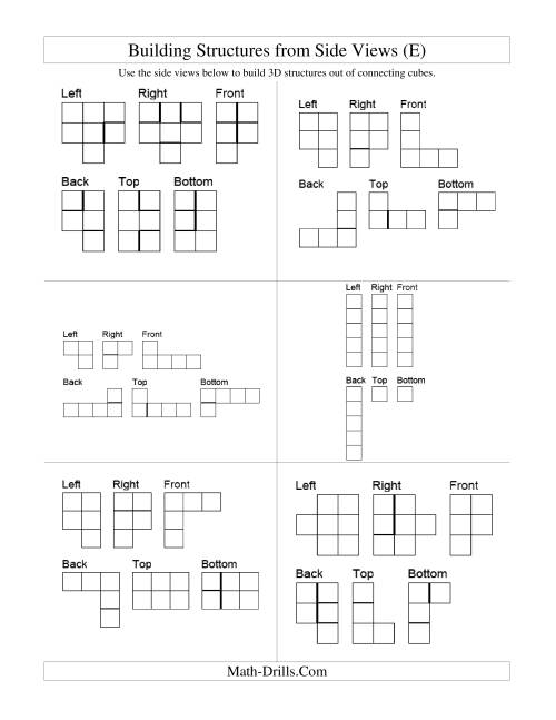 The Building Connecting Cube Structures from Side Views (E) Math Worksheet