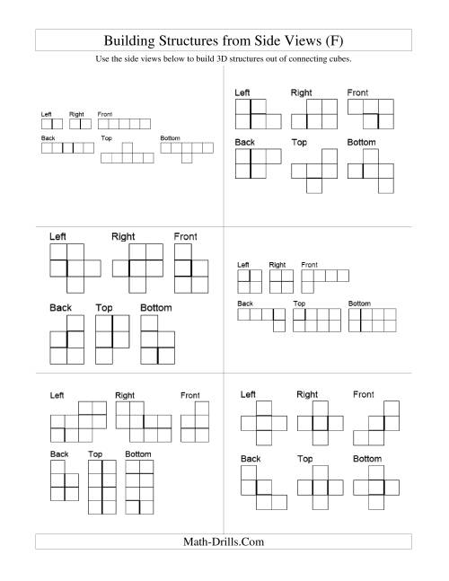 The Building Connecting Cube Structures from Side Views (F) Math Worksheet