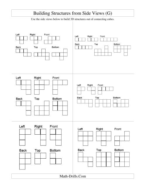 The Building Connecting Cube Structures from Side Views (G) Math Worksheet