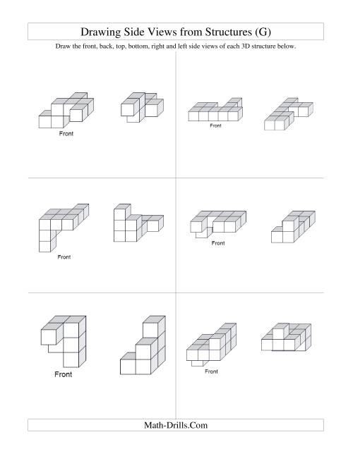 The Building Connecting Cube Structures from Side Views (G) Math Worksheet Page 2