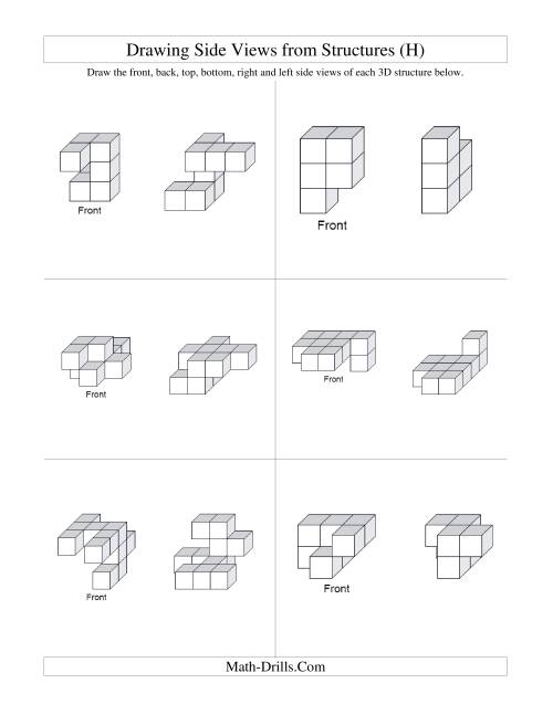 The Building Connecting Cube Structures from Side Views (H) Math Worksheet Page 2