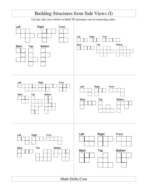 The Building Connecting Cube Structures from Side Views (I) Math Worksheet