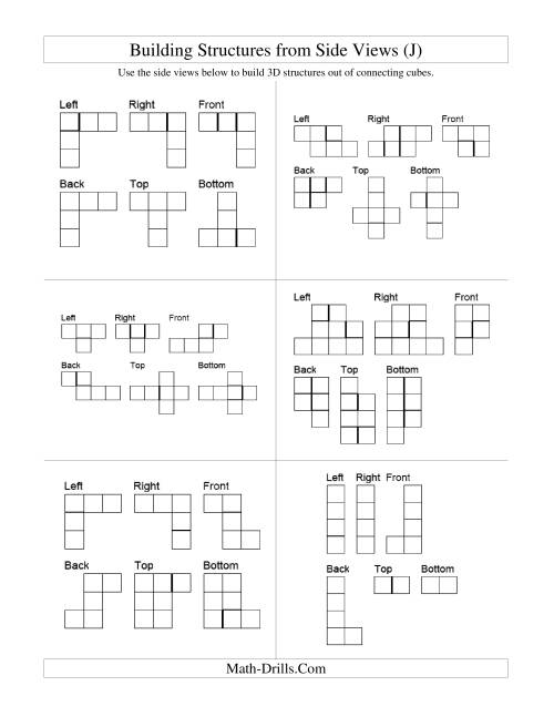 The Building Connecting Cube Structures from Side Views (J) Math Worksheet