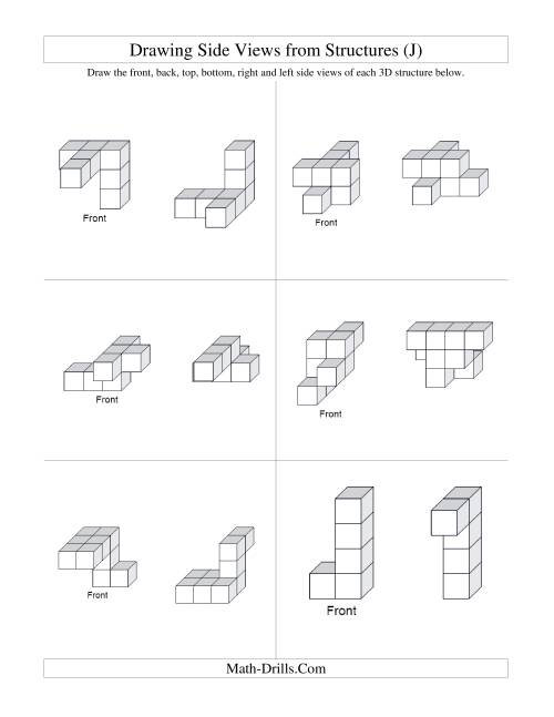 The Building Connecting Cube Structures from Side Views (J) Math Worksheet Page 2