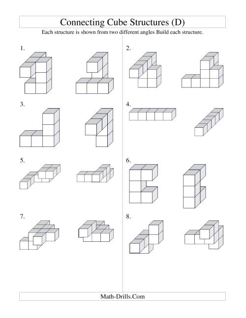 The Building Connecting Cube Structures (D) Math Worksheet