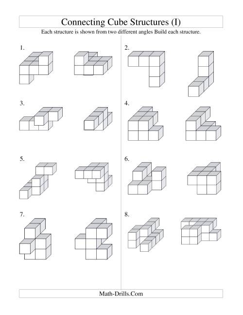 The Building Connecting Cube Structures (I) Math Worksheet