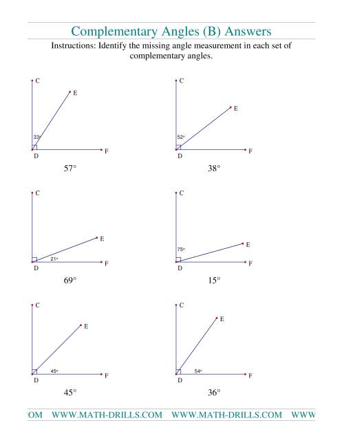 The Complementary Angles (B) Math Worksheet Page 2