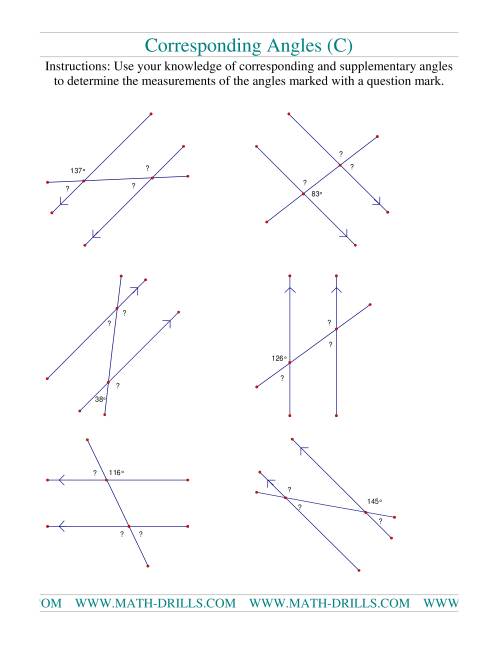 The Corresponding Angles (C) Math Worksheet