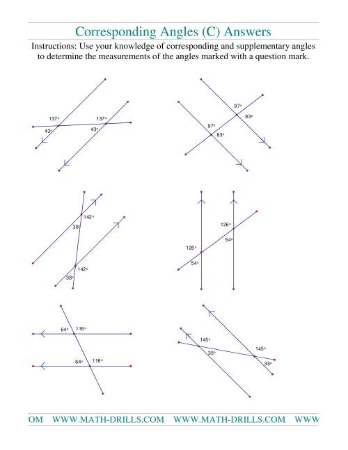 The Corresponding Angles (C) Math Worksheet Page 2