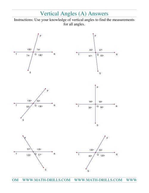 The Vertical Angles (A) Math Worksheet Page 2