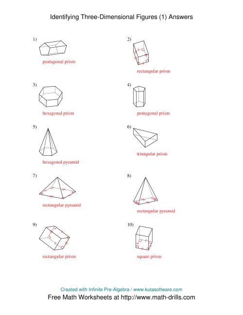 The Identifying Prisms and Pyramids (A) Math Worksheet Page 2