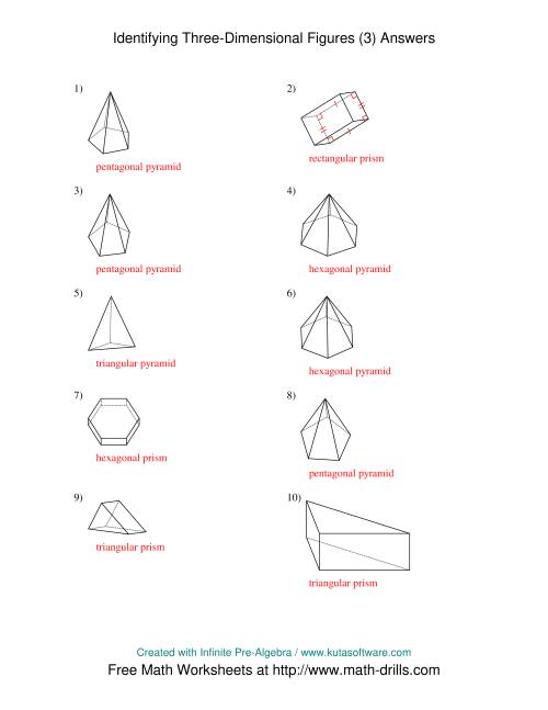 The Identifying Prisms and Pyramids (C) Math Worksheet Page 2