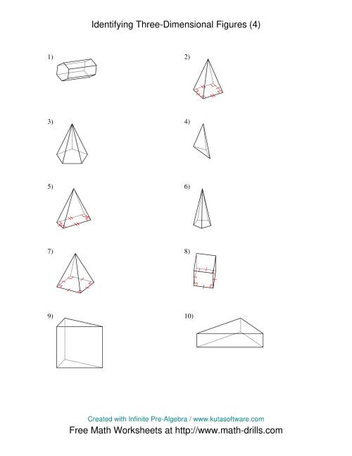The Identifying Prisms and Pyramids (D) Math Worksheet