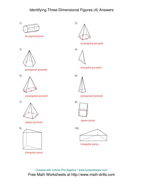 The Identifying Prisms and Pyramids (D) Math Worksheet Page 2
