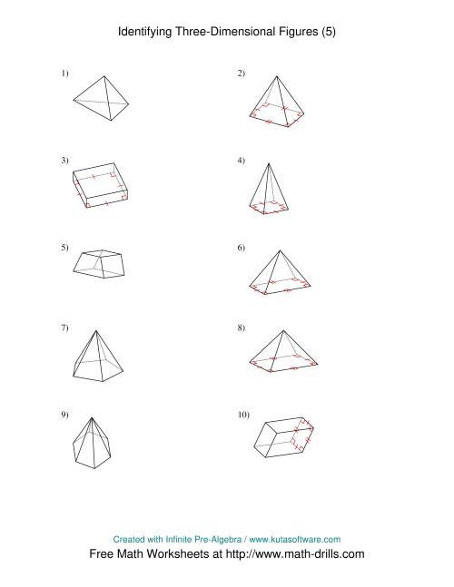 The Identifying Prisms and Pyramids (E) Math Worksheet