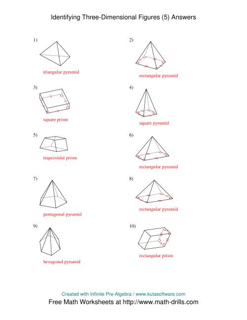 The Identifying Prisms and Pyramids (E) Math Worksheet Page 2