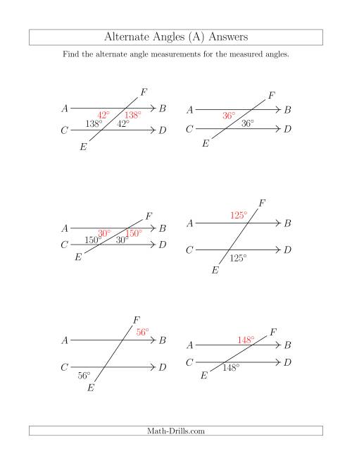 The Alternate Angles (A) Math Worksheet Page 2