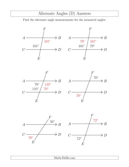 The Alternate Angles (D) Math Worksheet Page 2
