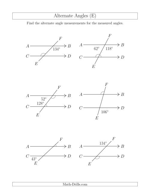 The Alternate Angles (E) Math Worksheet