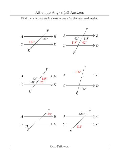 The Alternate Angles (E) Math Worksheet Page 2