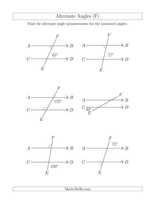 The Alternate Angles (F) Math Worksheet