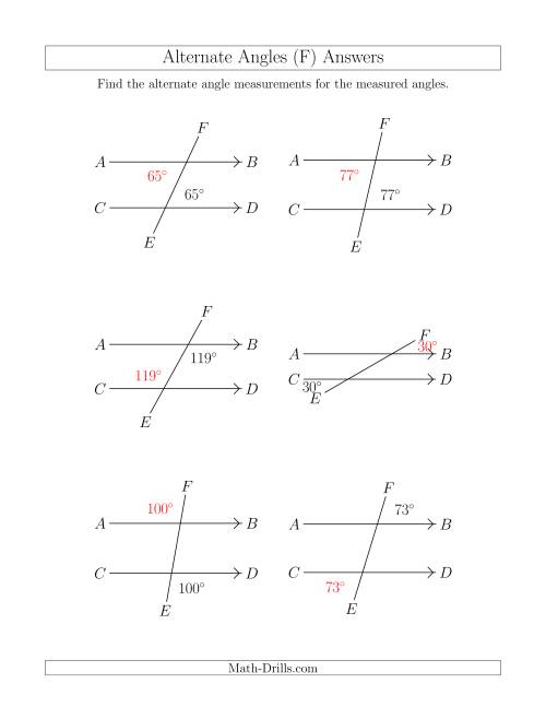The Alternate Angles (F) Math Worksheet Page 2