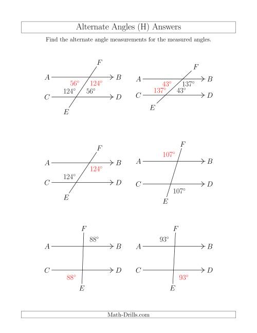 The Alternate Angles (H) Math Worksheet Page 2