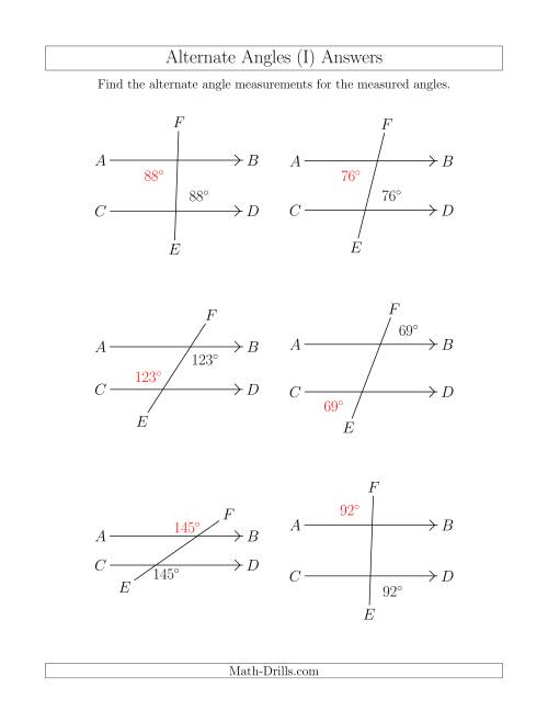 The Alternate Angles (I) Math Worksheet Page 2