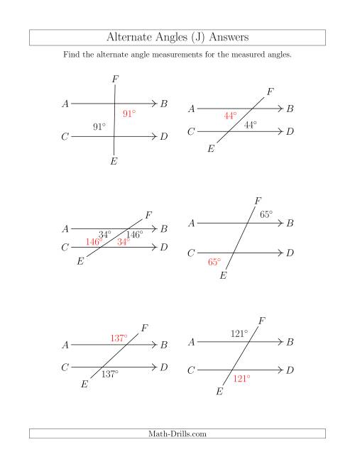 The Alternate Angles (J) Math Worksheet Page 2